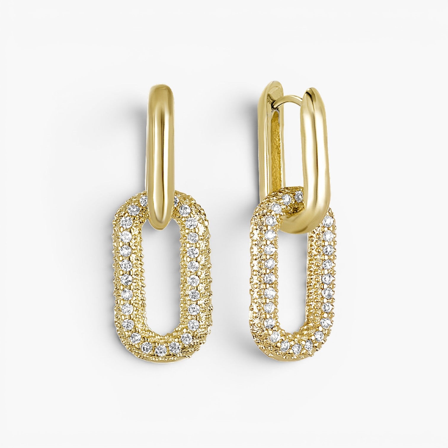 Pavé Paperclip Link Earrings