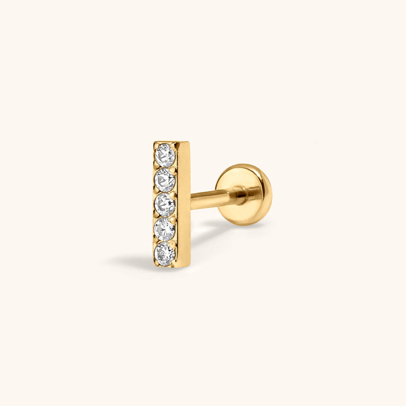 Pave Bar Push Pin Flat Back Earring – Titanium - Gold