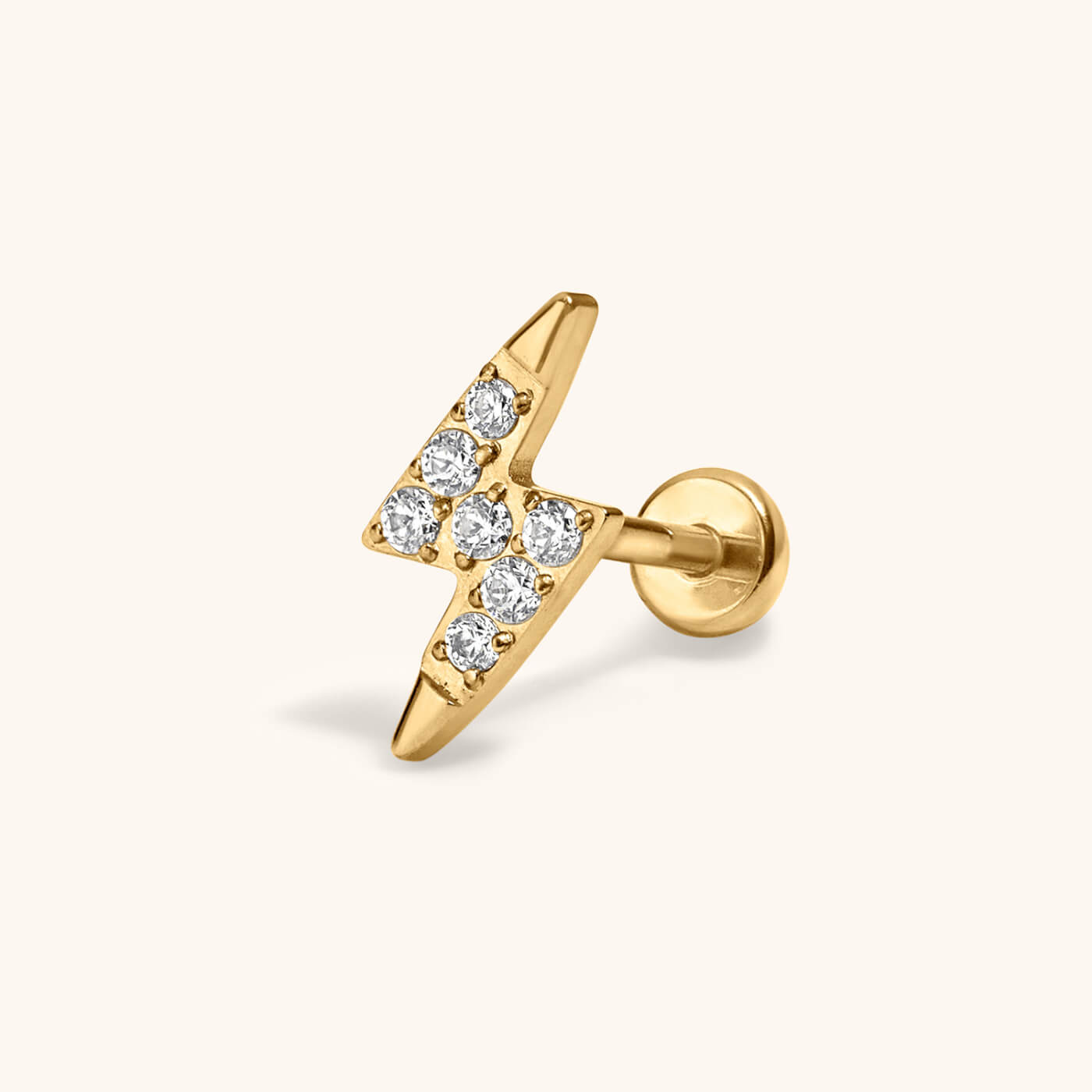 Pave Lightning Push Pin Flat Back Earring – Titanium - Gold