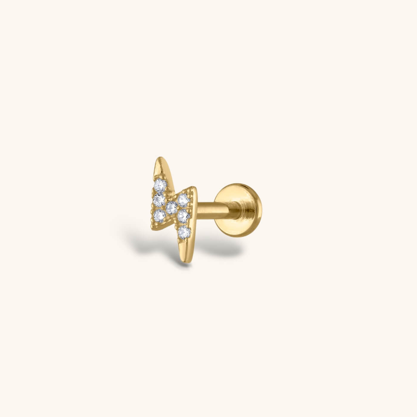 Pave Lightning Threaded Flat Back Earring – Titanium - Gold