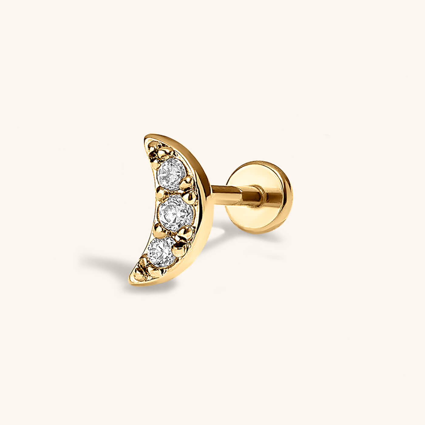 Pave Moon Push Pin Flat Back Earring – Titanium - Gold