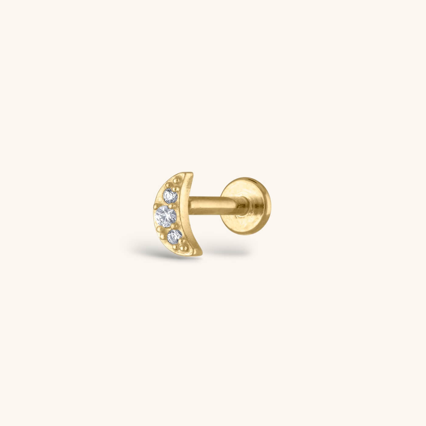 Pave Moon Threaded Flat Back Earring – Titanium - Gold