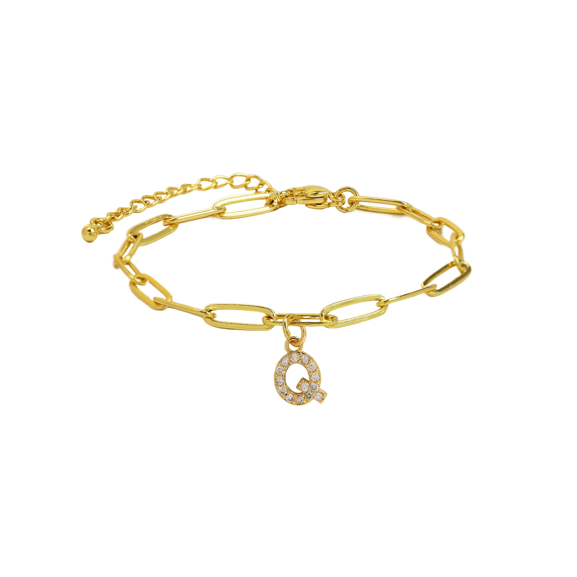 Paperclip Initial Letter Bracelet