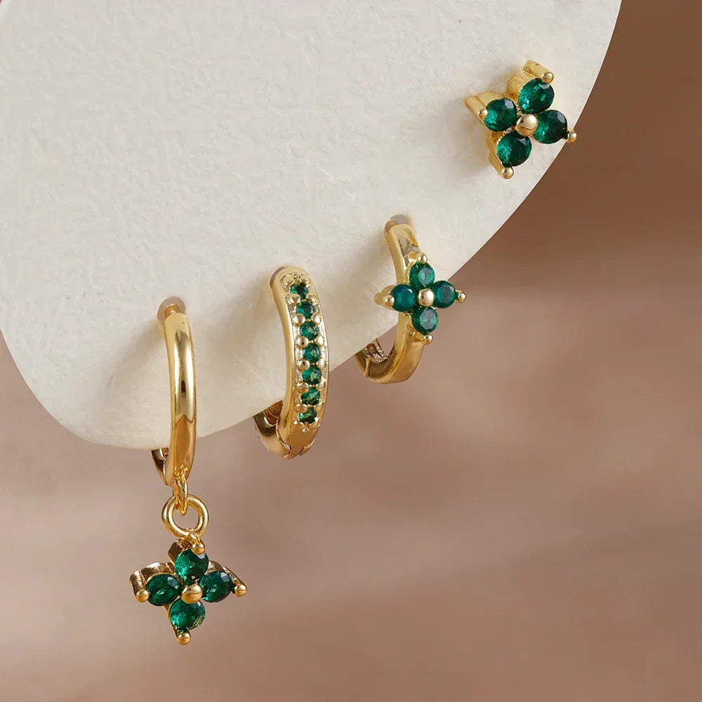 Flower Hoop Earring Set