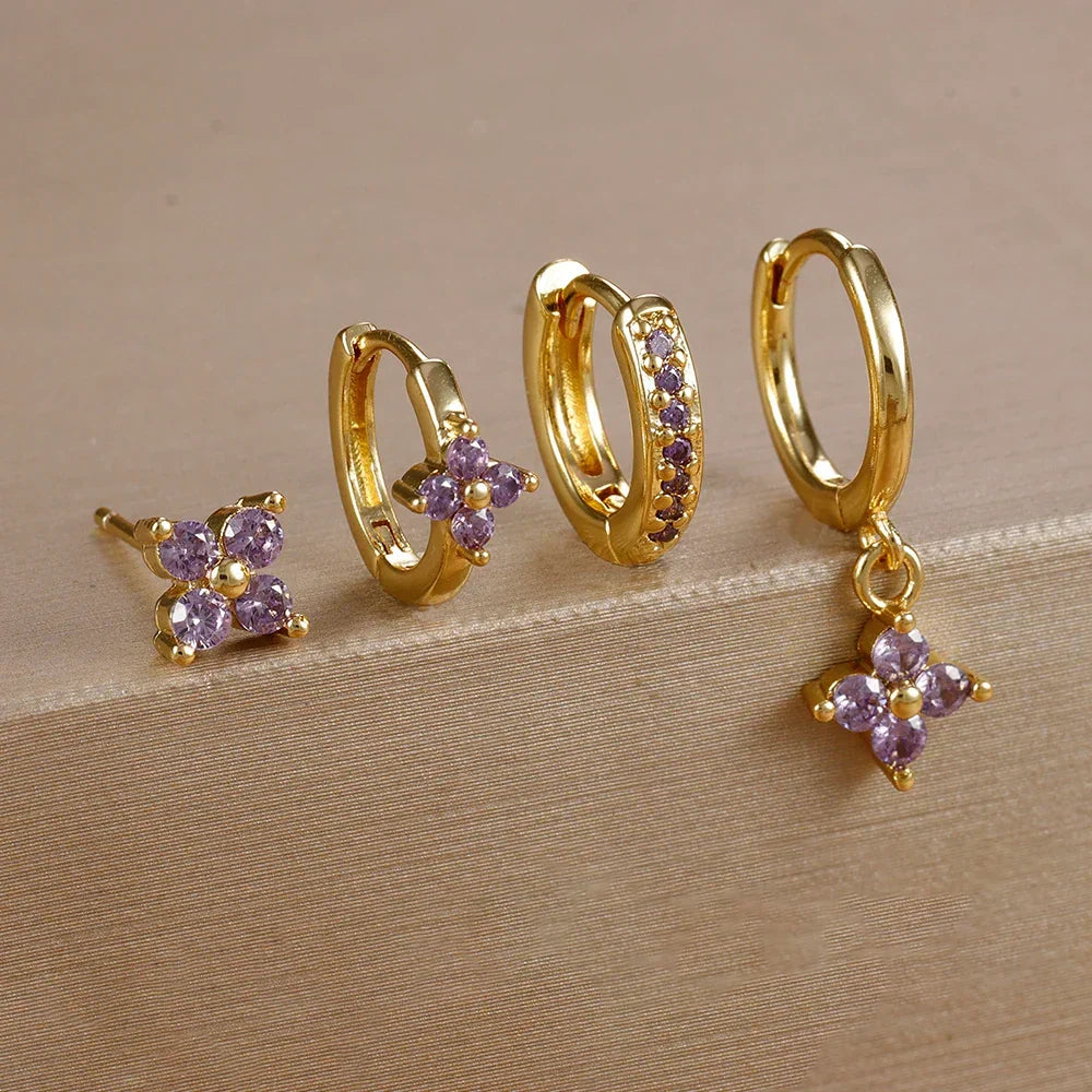 Flower Hoop Earring Set
