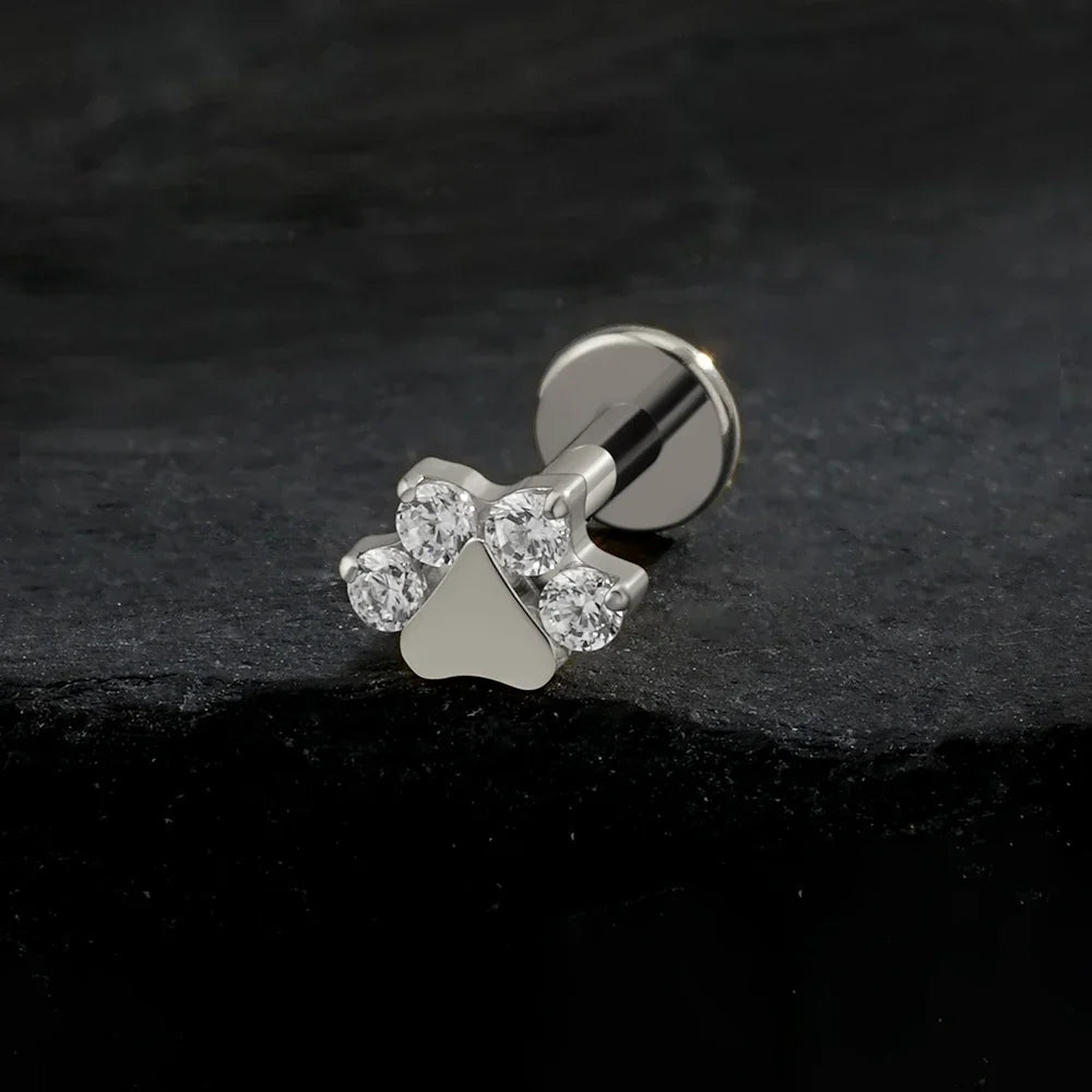 Pawlume Paw Print Cartilage Stud