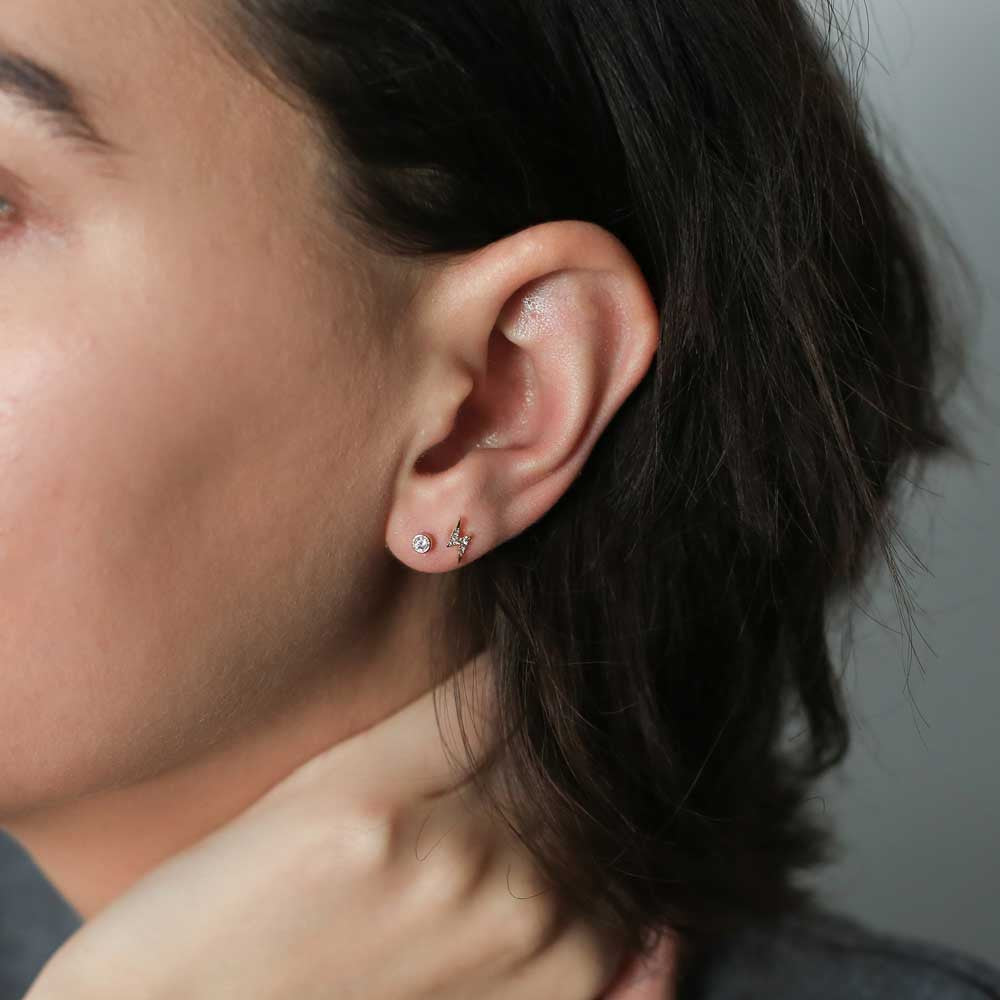Pave Lightning Threaded Flat Back Earring