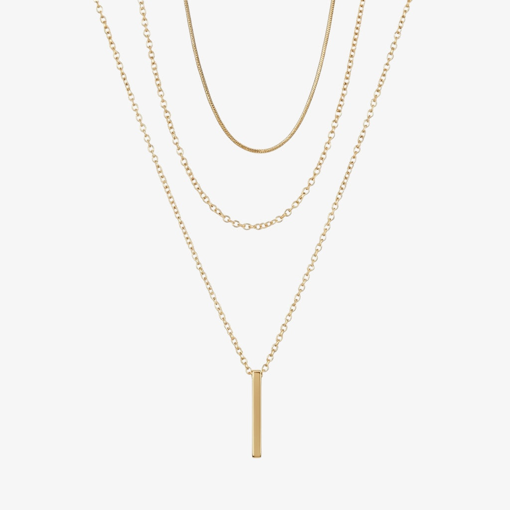 Trio Layered Bar Necklace – Gold