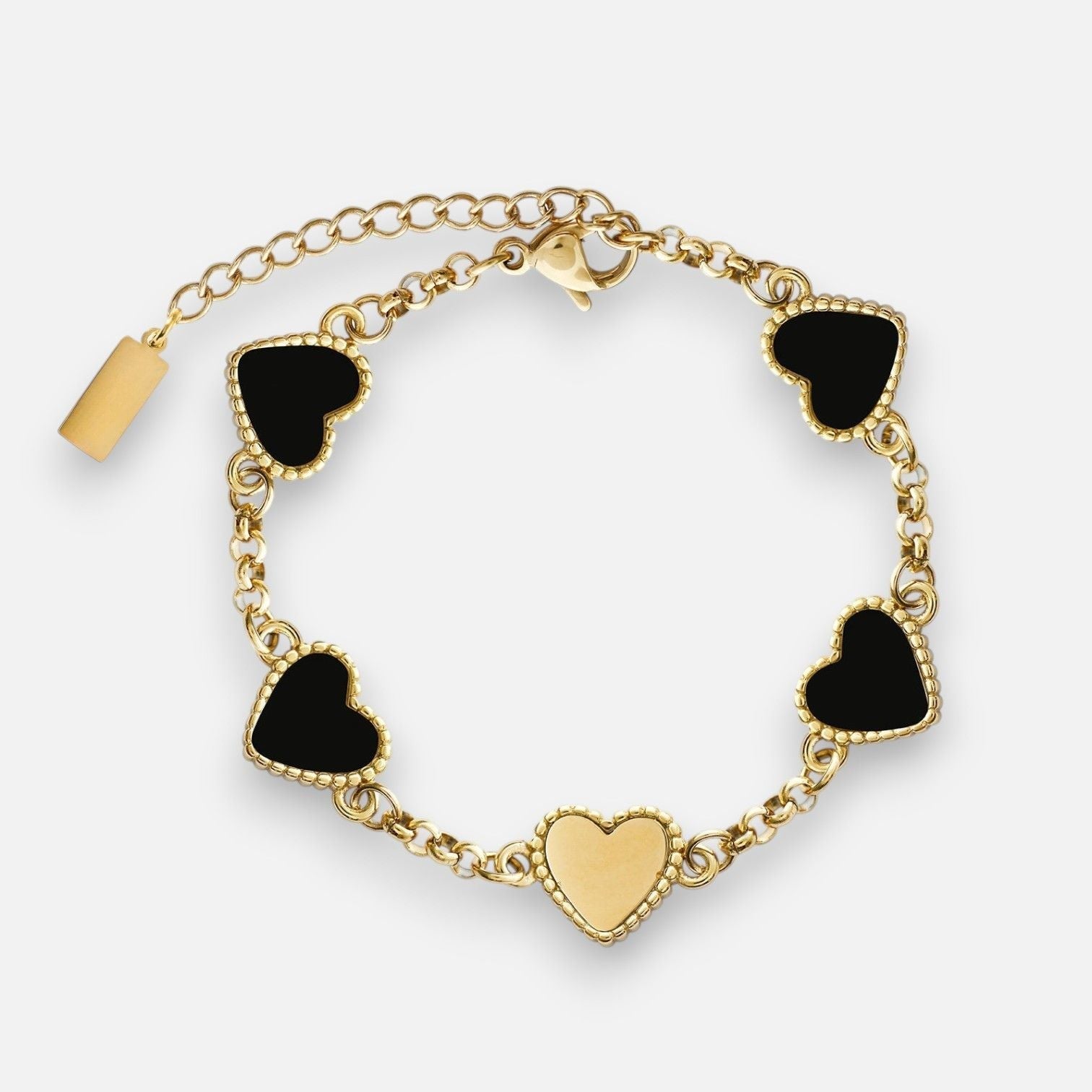 Five Heart Motif Bracelet – black-shell