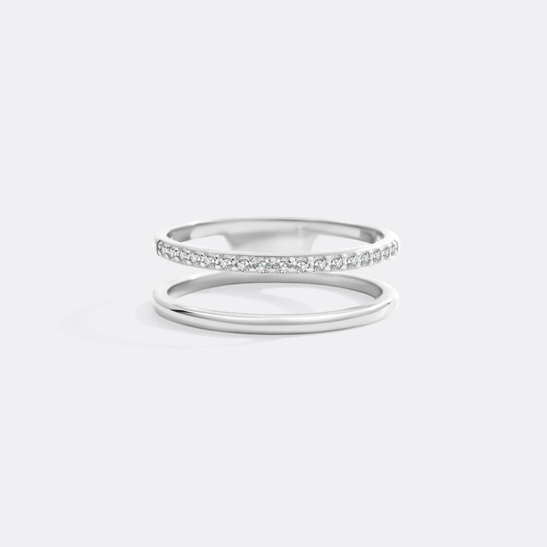 Pavé Double Band Gold Ring