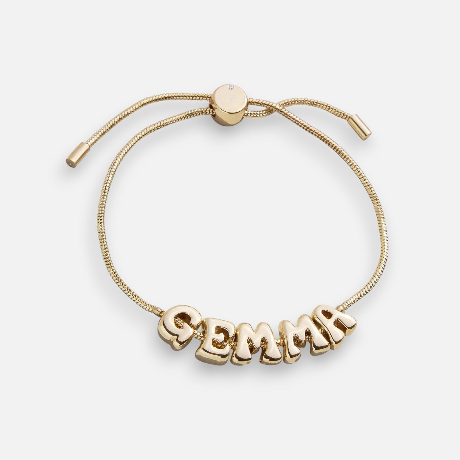 Bubble Letter Charm Bracelet – gold