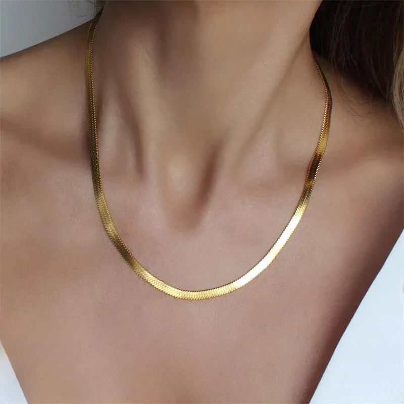 Gold & Silver Herringbone Necklace
