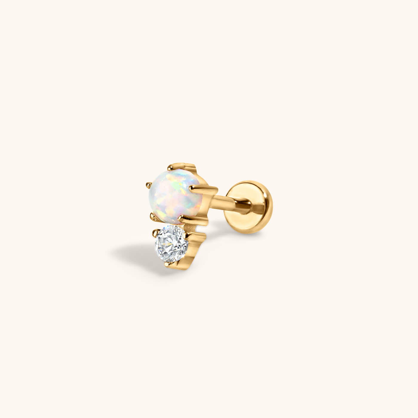 Wish and Hope Opal Push Pin Flat Back Earring – Titanium - Gold