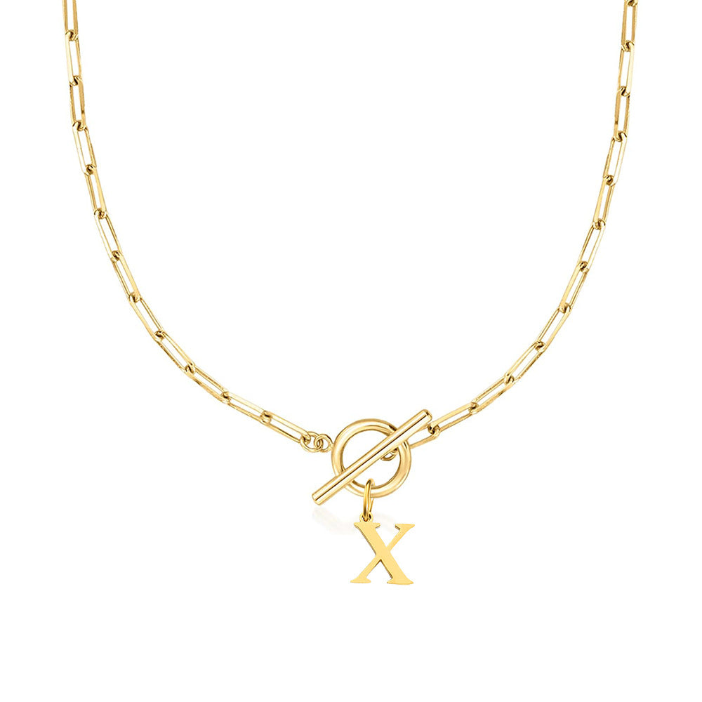 Paperclip Initial Circle Clasp Necklace