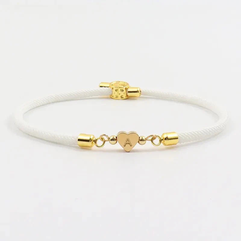 Heart Initial Adjustable Bracelet