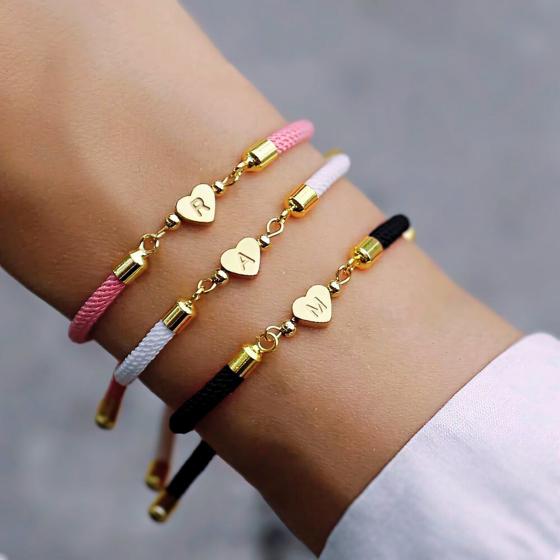 Heart Initial Adjustable Bracelet