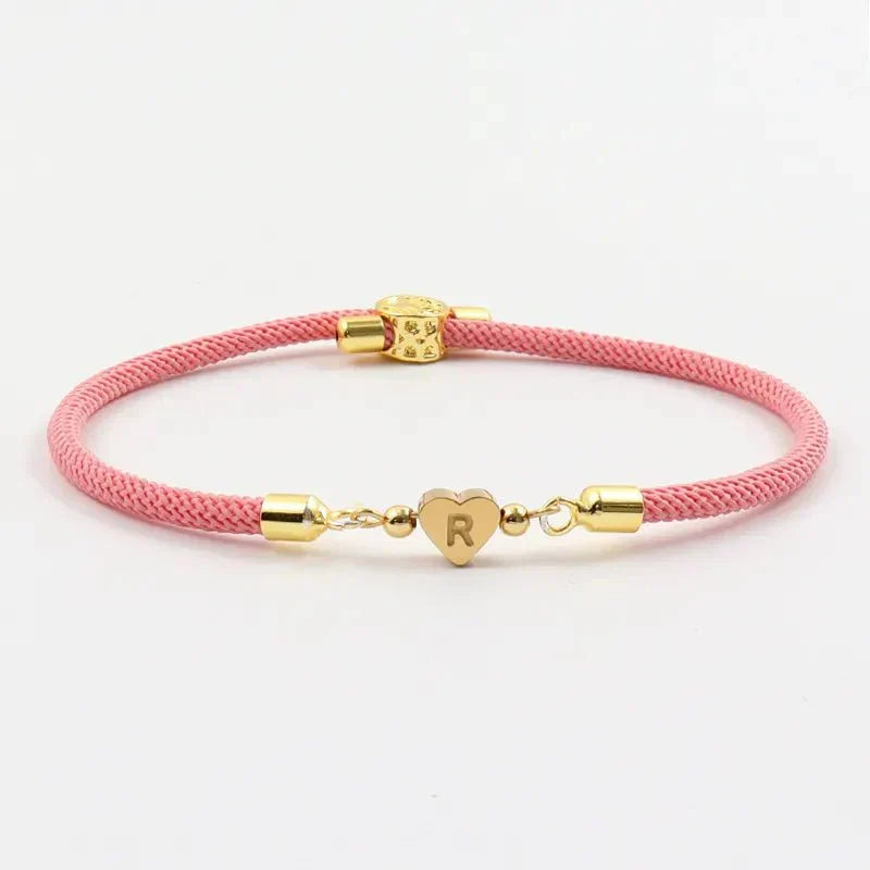 Heart Initial Adjustable Bracelet