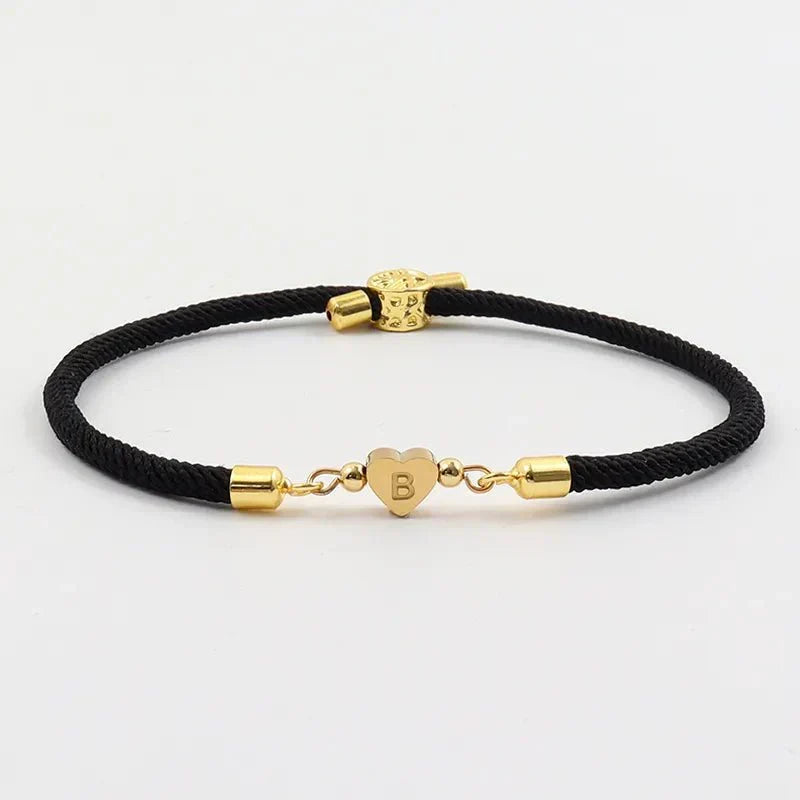 Heart Initial Adjustable Bracelet