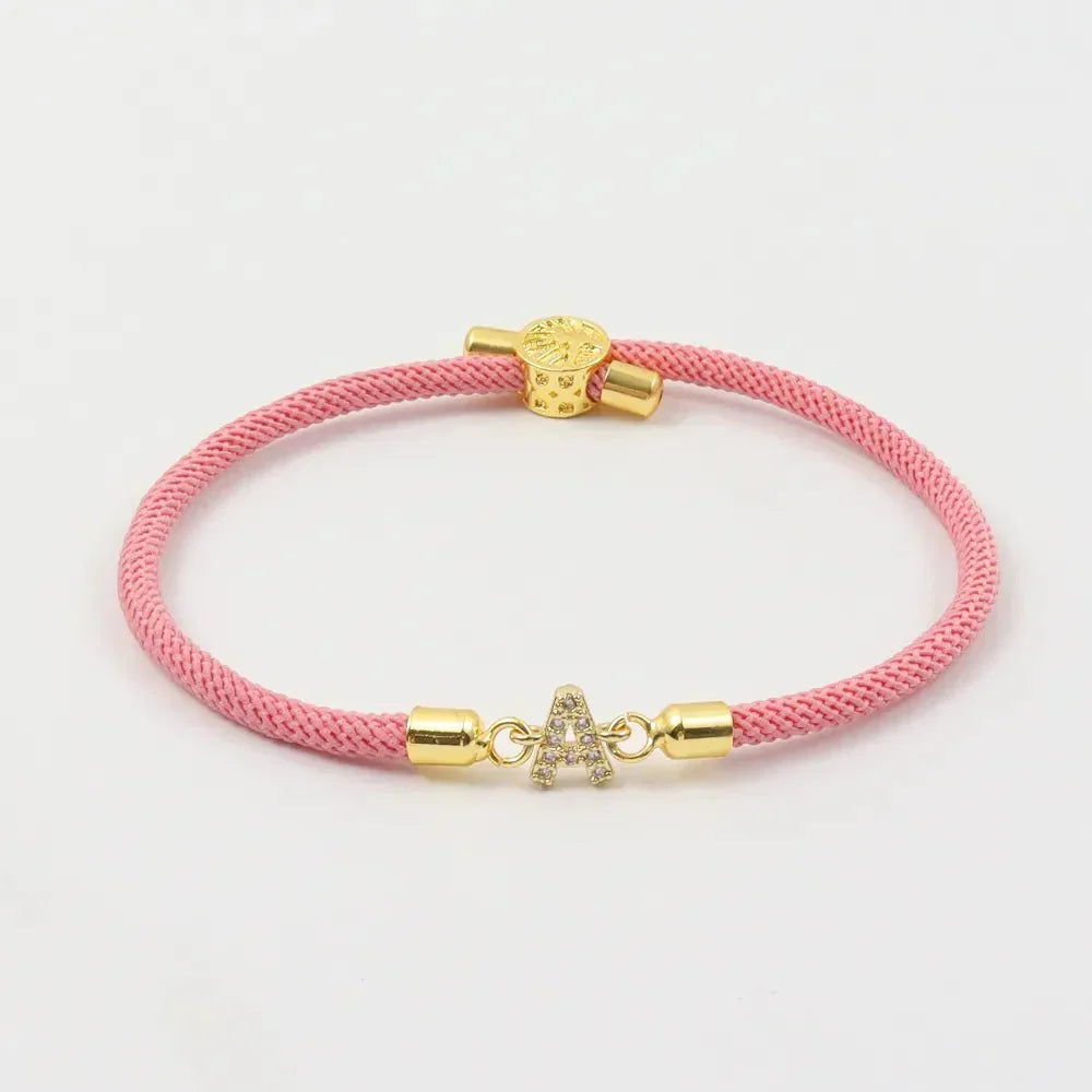 Personalized Letter Rope Bracelet – Pink