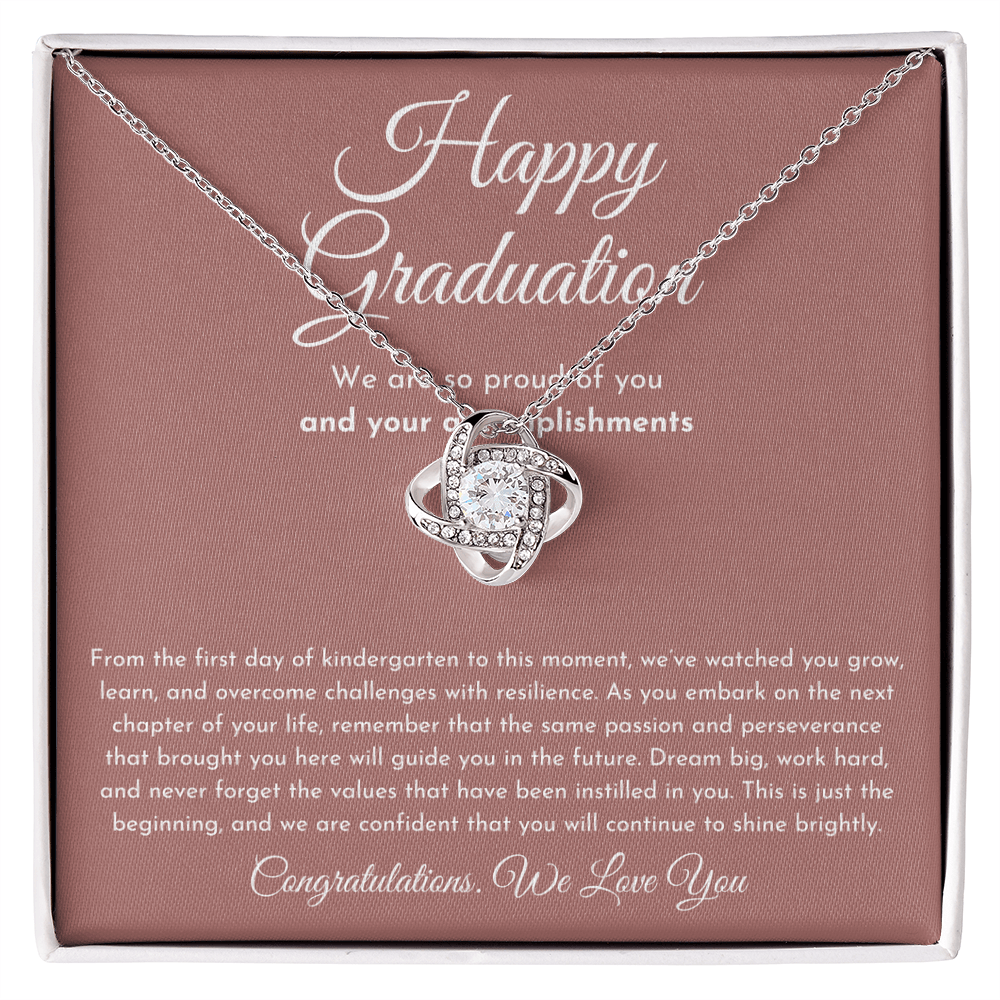Happy Graduation Gift - Love Knot Necklace – 14K White Gold Finish