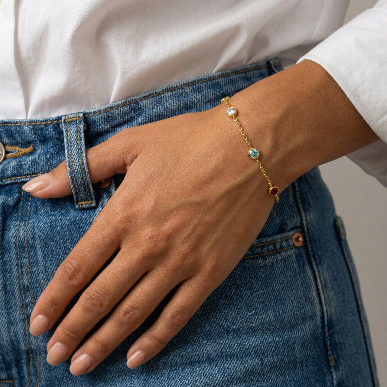 Multi Crystal Charm Bracelet
