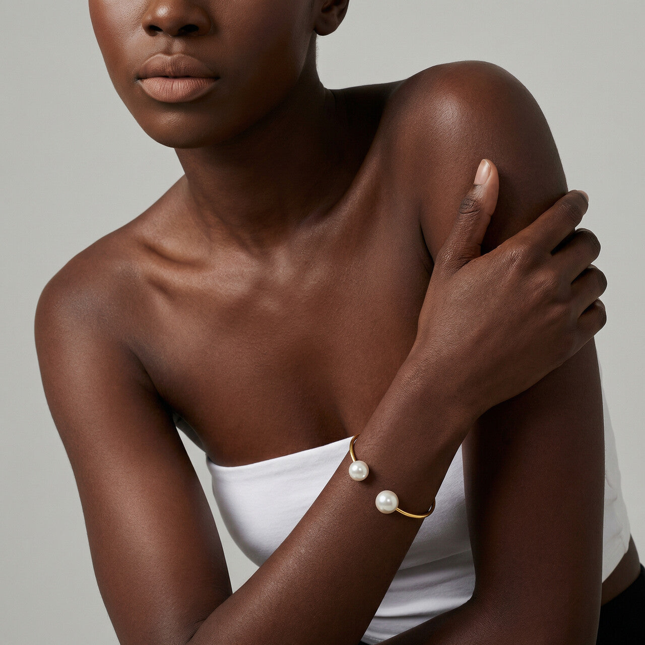 Pearl Cuff Bangle Bracelet