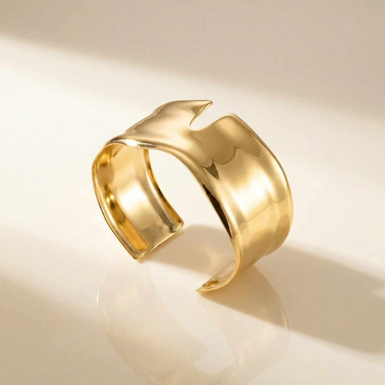 Crimped Golden Kada Bracelet