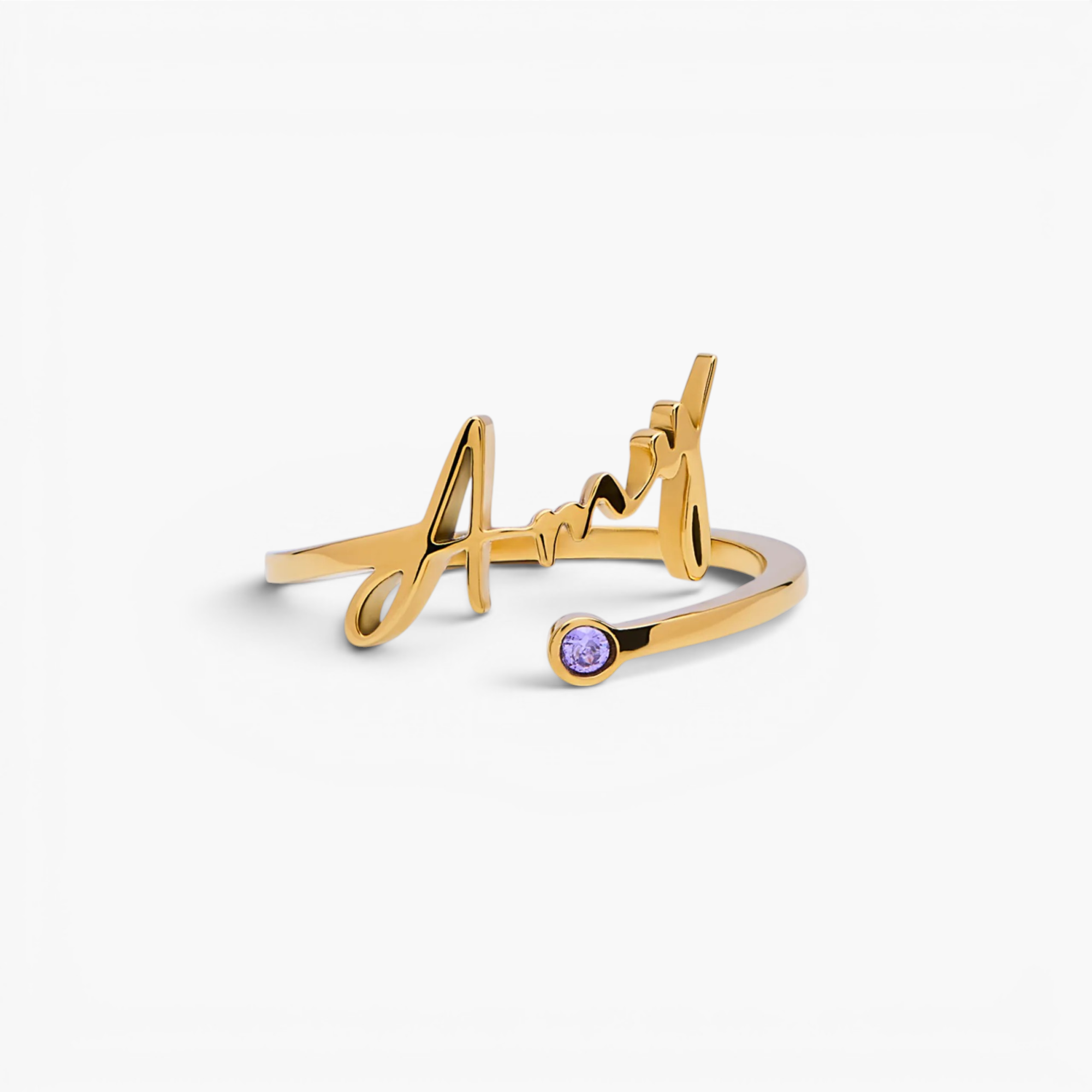 Birthstone Signature Name Ring
