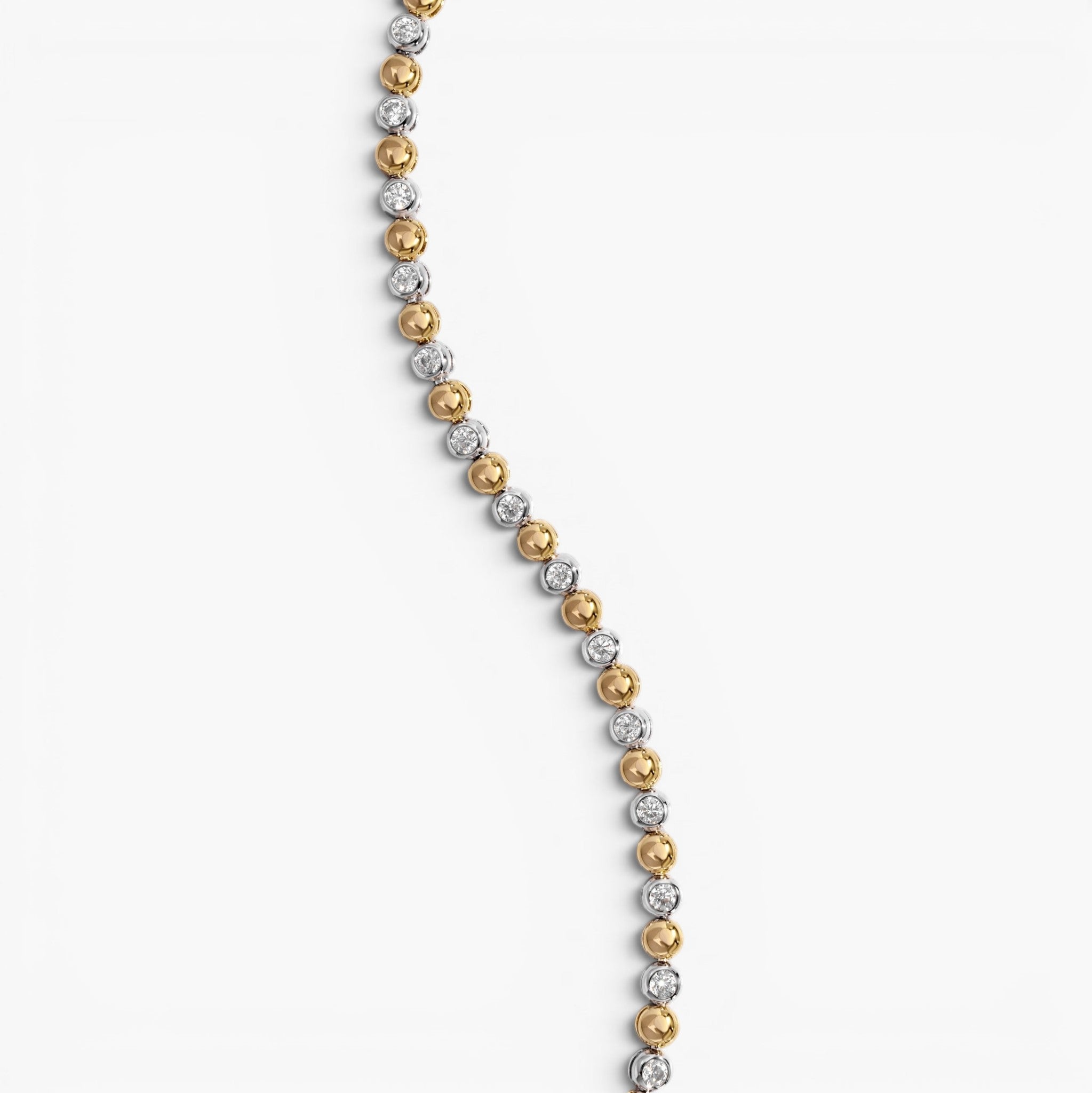 Two Tone Bead and Bezel Tennis Bracelet