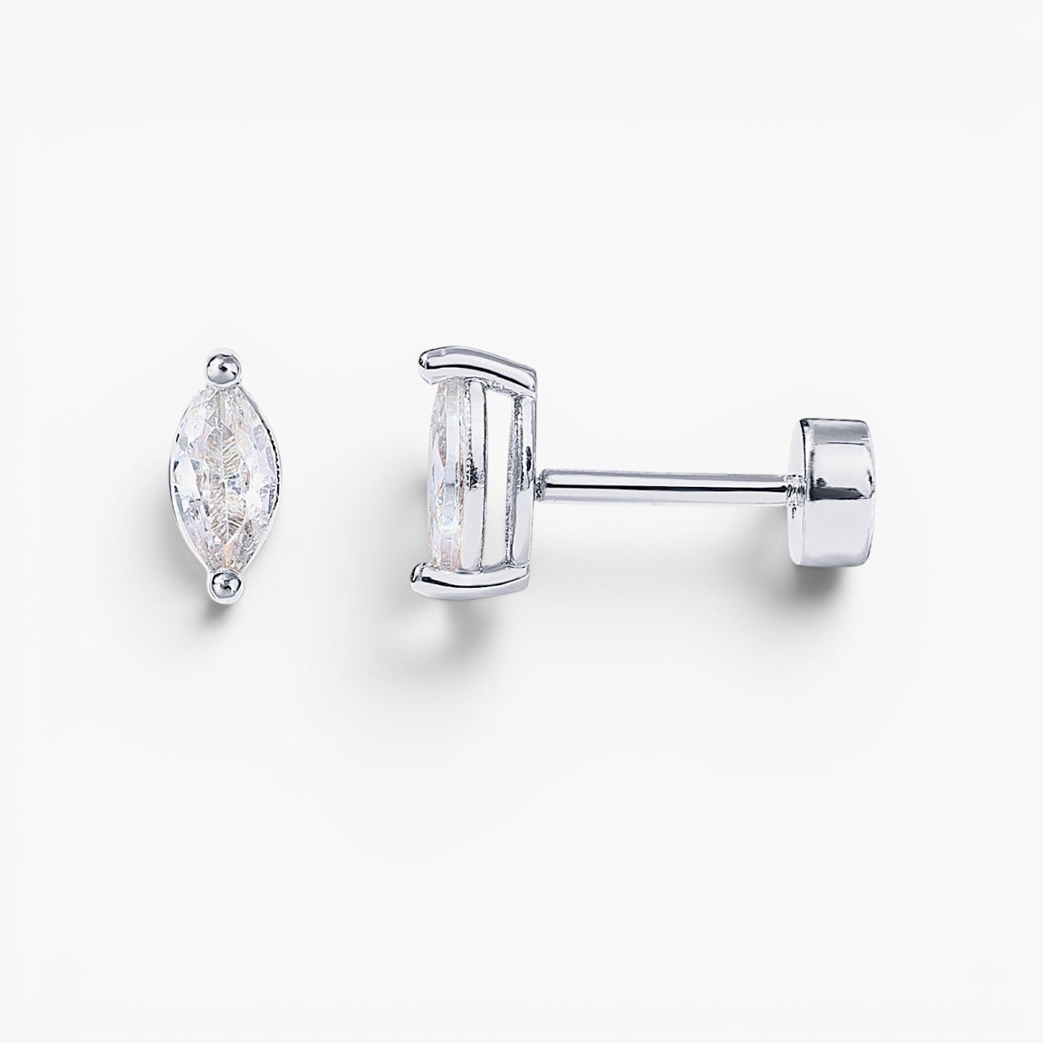 Marquise Tear Flat Back Stud Earrings