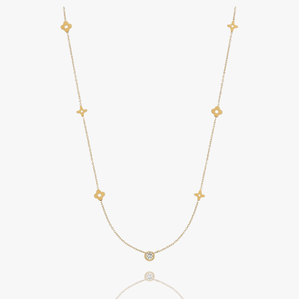 Clover Station Chain Necklace – Gold