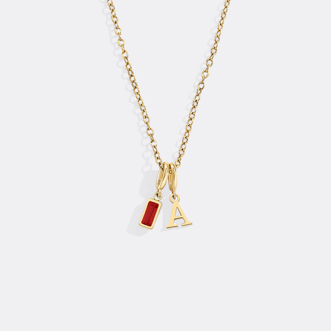 Avelis Initial Necklace with Birthstone Charm