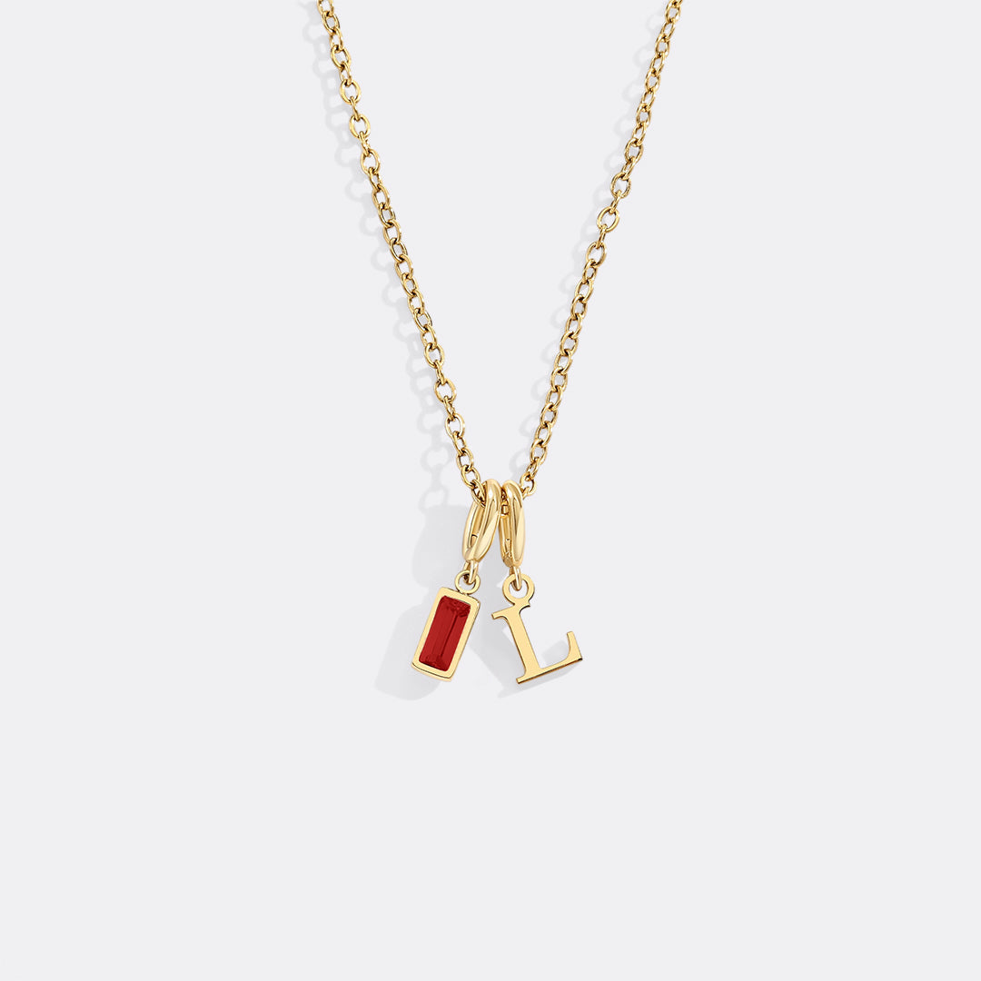 Avelis Initial Necklace with Birthstone Charm