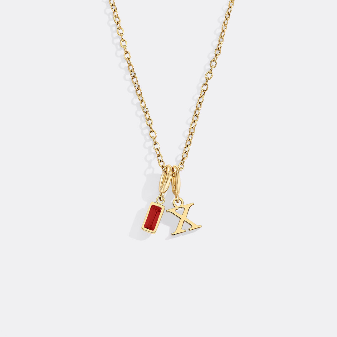 Avelis Initial Necklace with Birthstone Charm