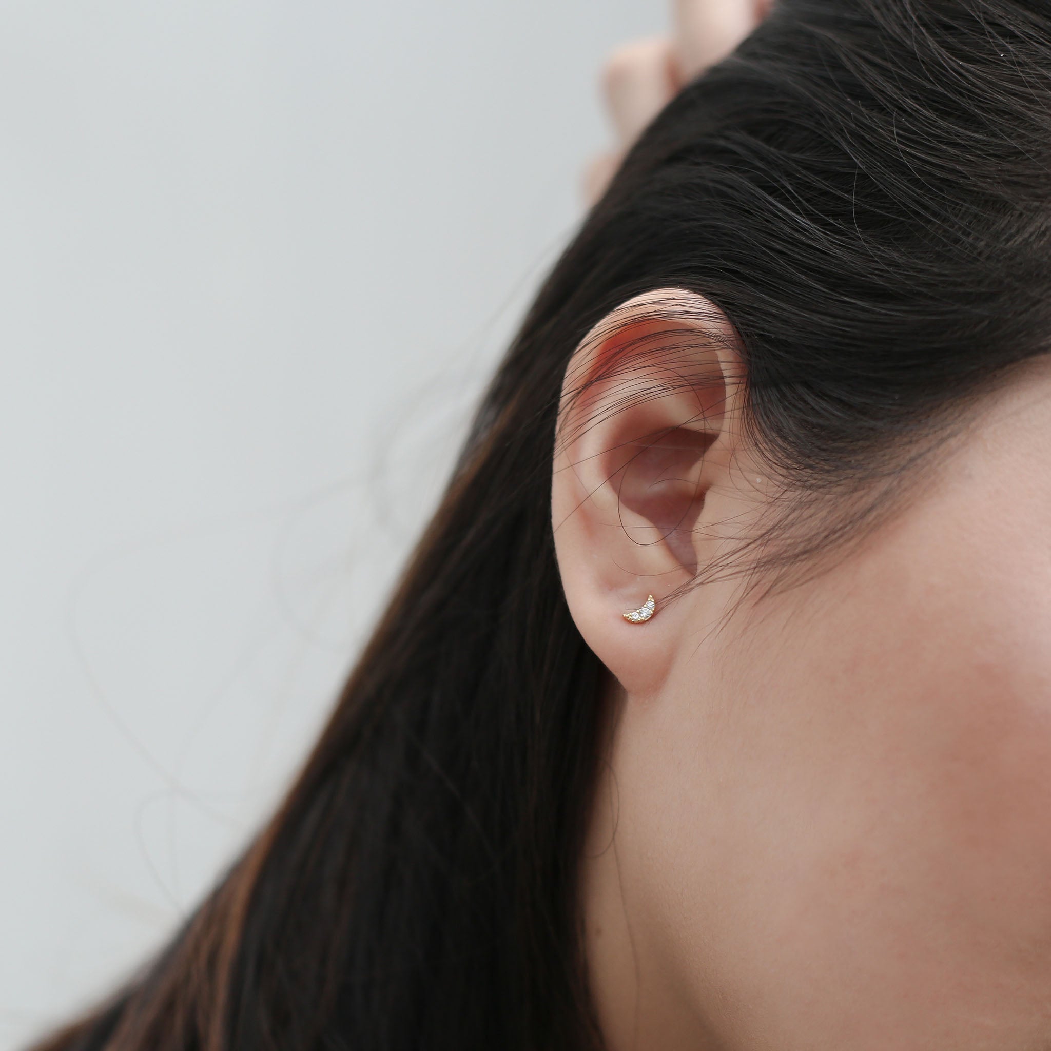 Pave Moon Nap Earrings