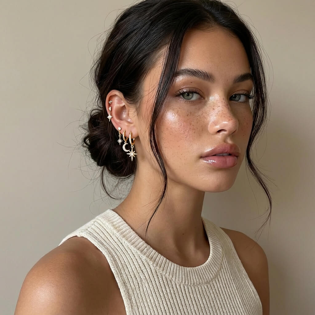 Celestial Stars & Moon Earring Charm Set