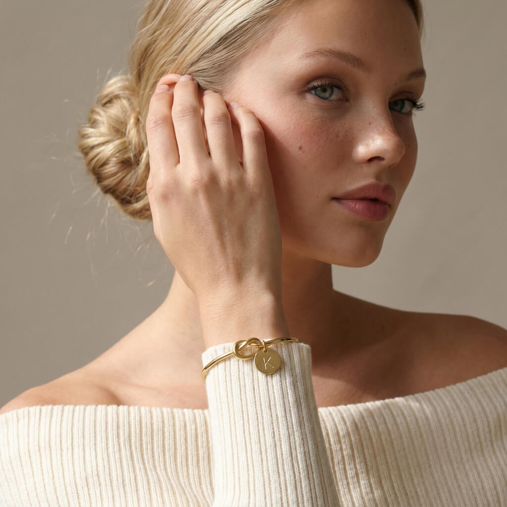 Personalized Knot Bangle Bracelet