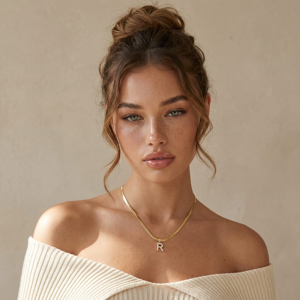 Initial Herringbone Necklace
