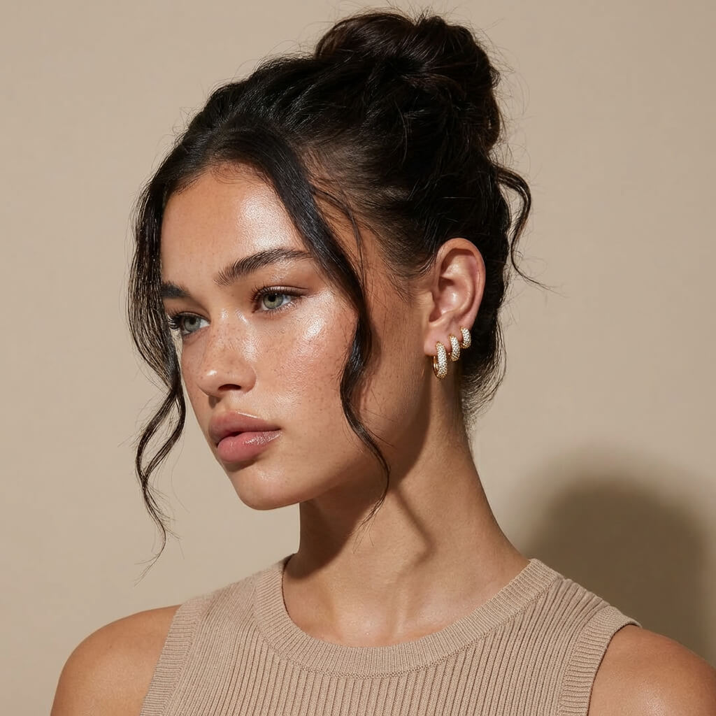 Chunky Pavé Huggie Earrings