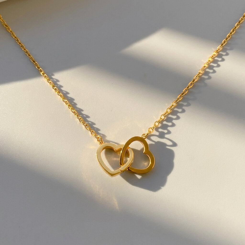 Double Heart Charm Necklace