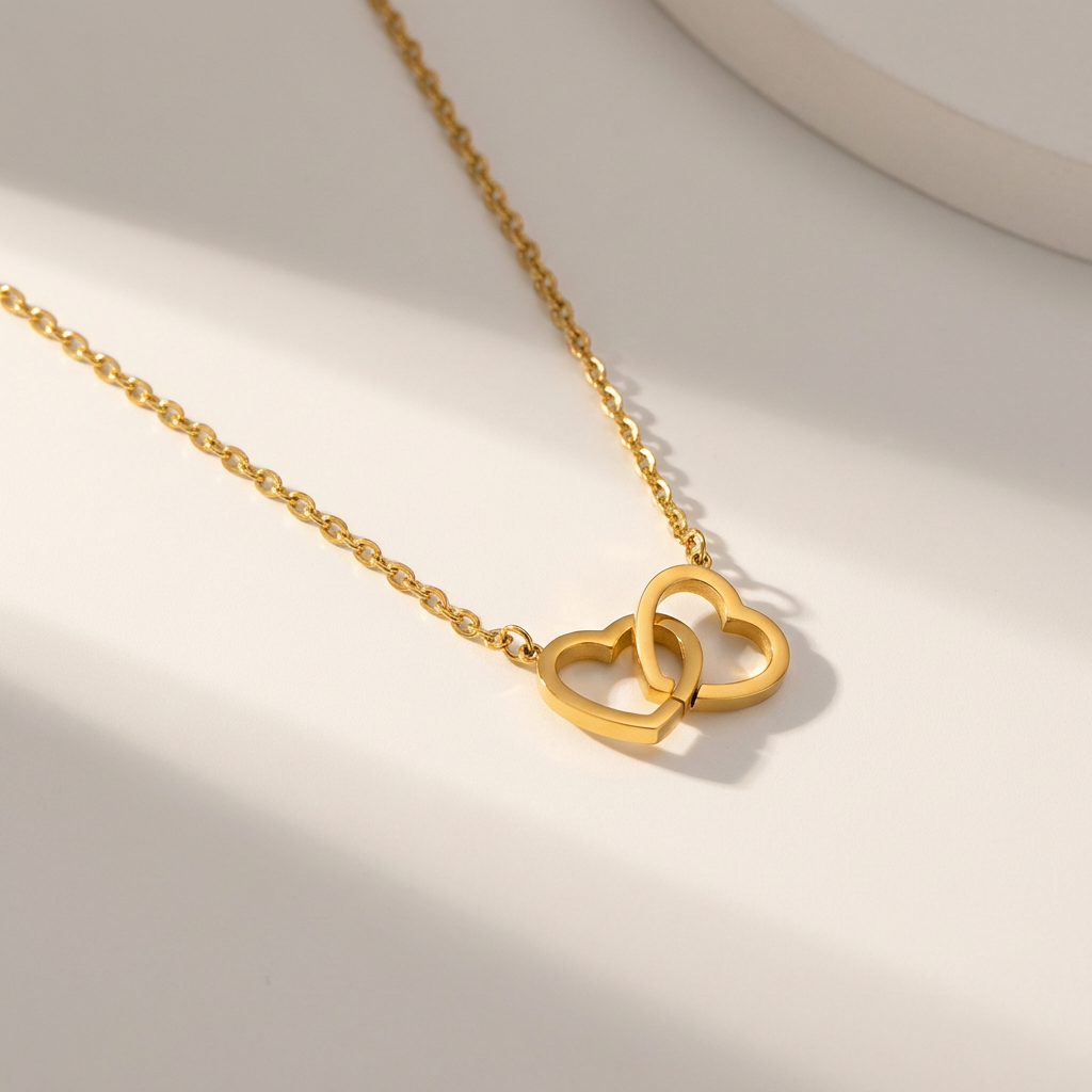 Double Heart Charm Necklace