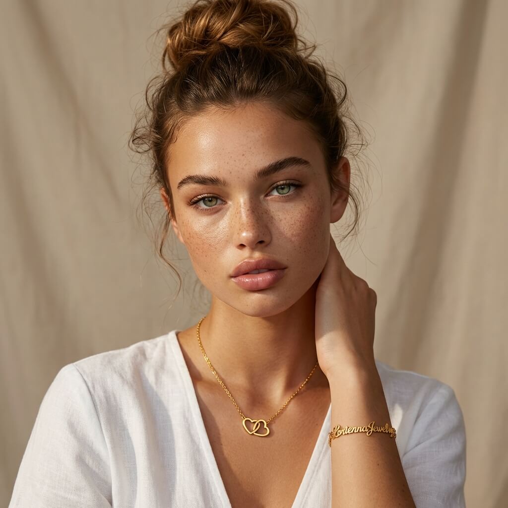 Double Heart Charm Necklace