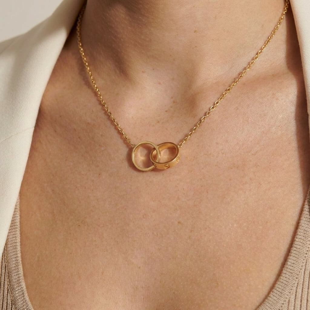 Classic Love Double Ring Necklace