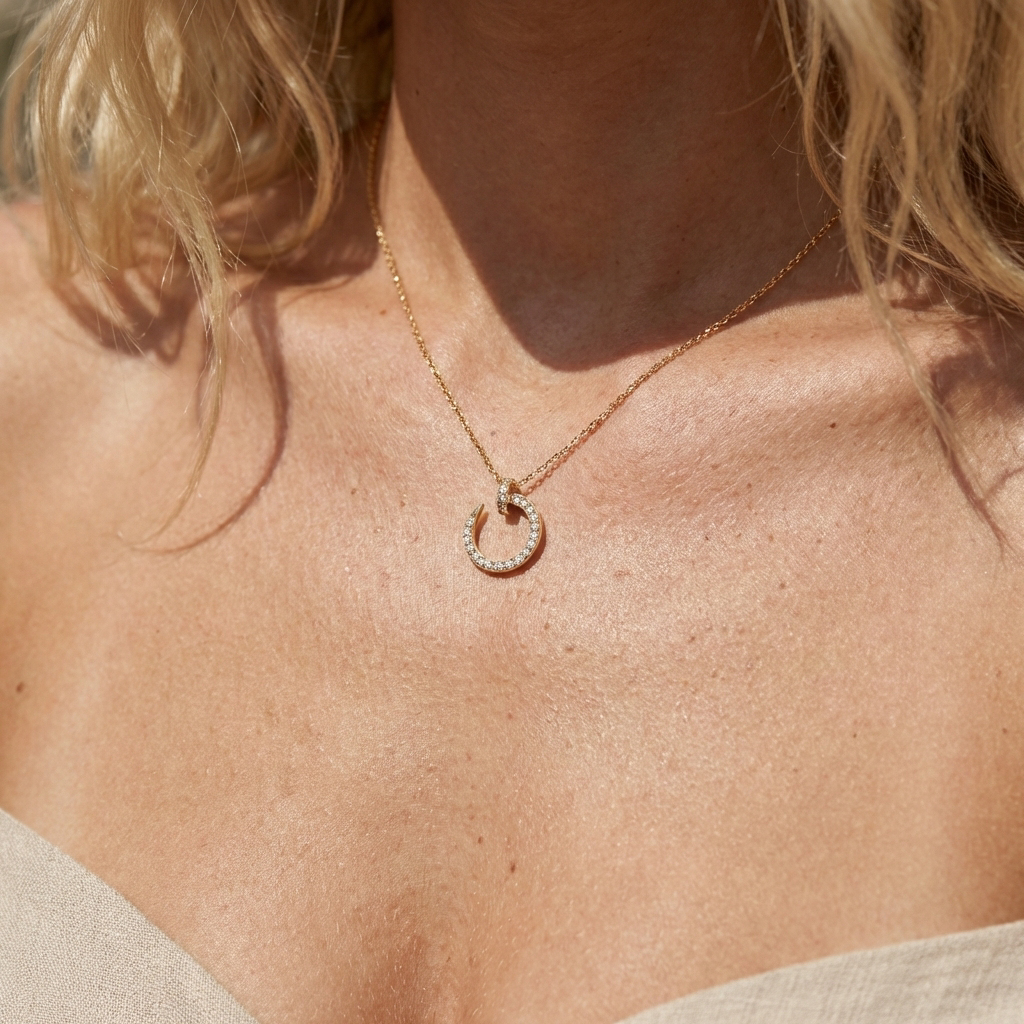 Pavé Nail Pendant Necklace