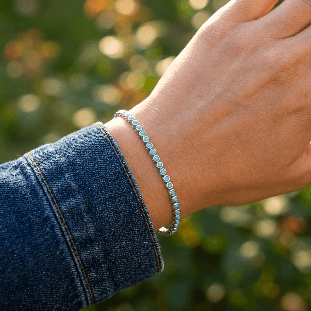 Classic Turquoise Bezel Tennis Bracelet