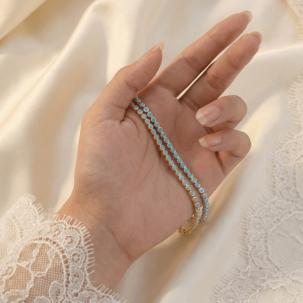 Classic Turquoise Bezel Tennis Bracelet
