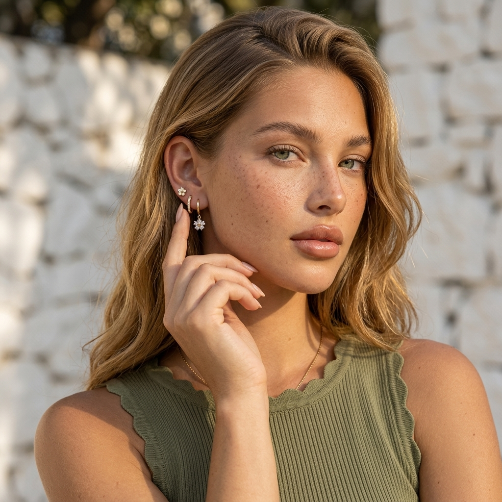 Colette Crystal Flower Earring Set
