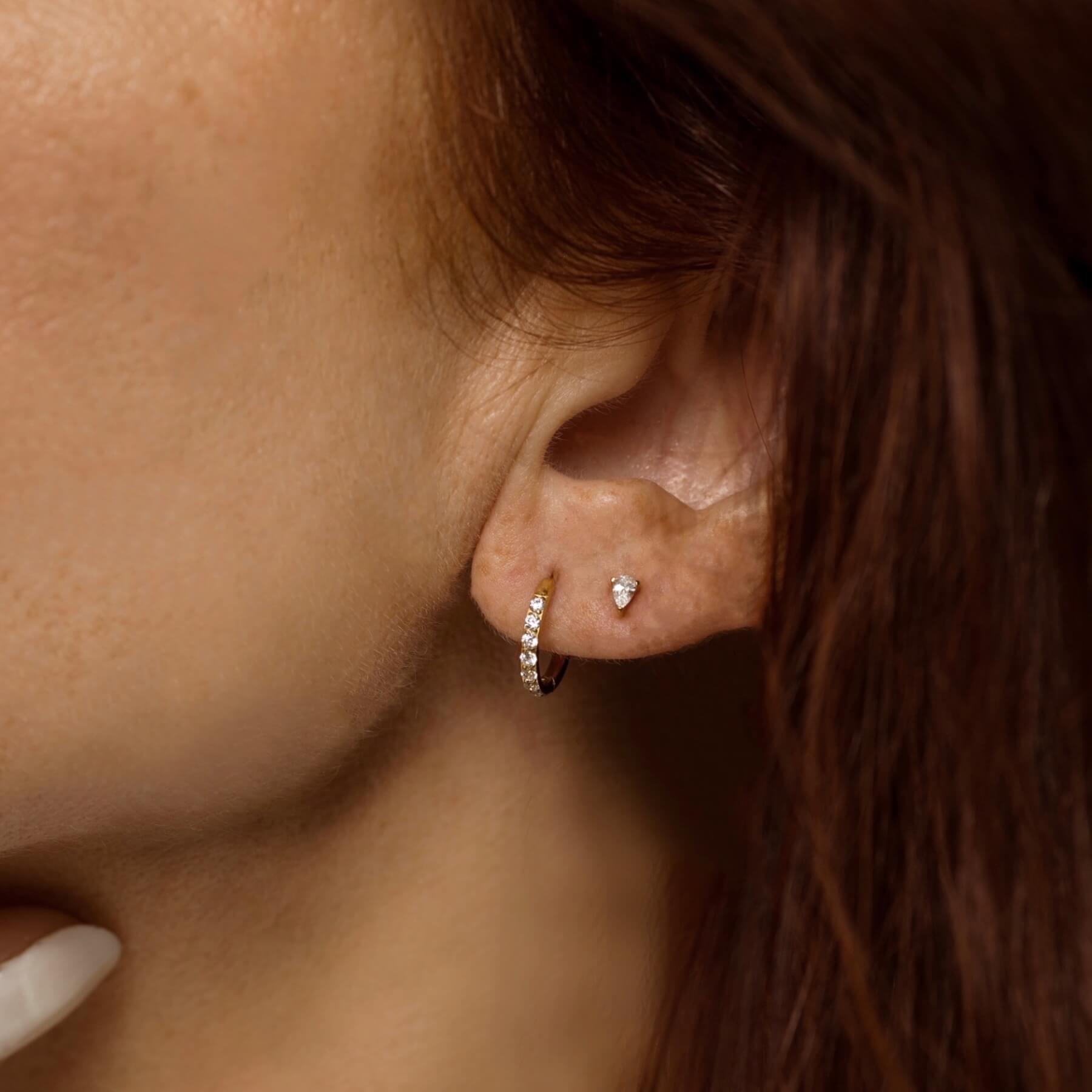 Crystal Pear Push Pin Flat Back Earring, 3mm