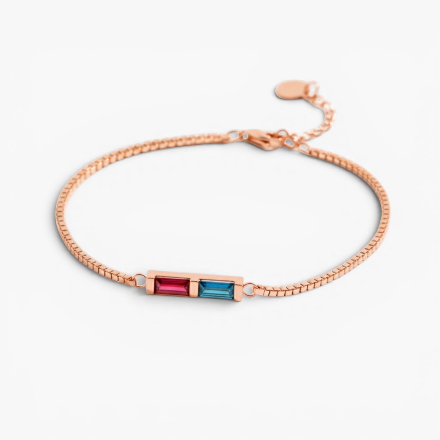 Baguette Birthstone Chain Bracelet