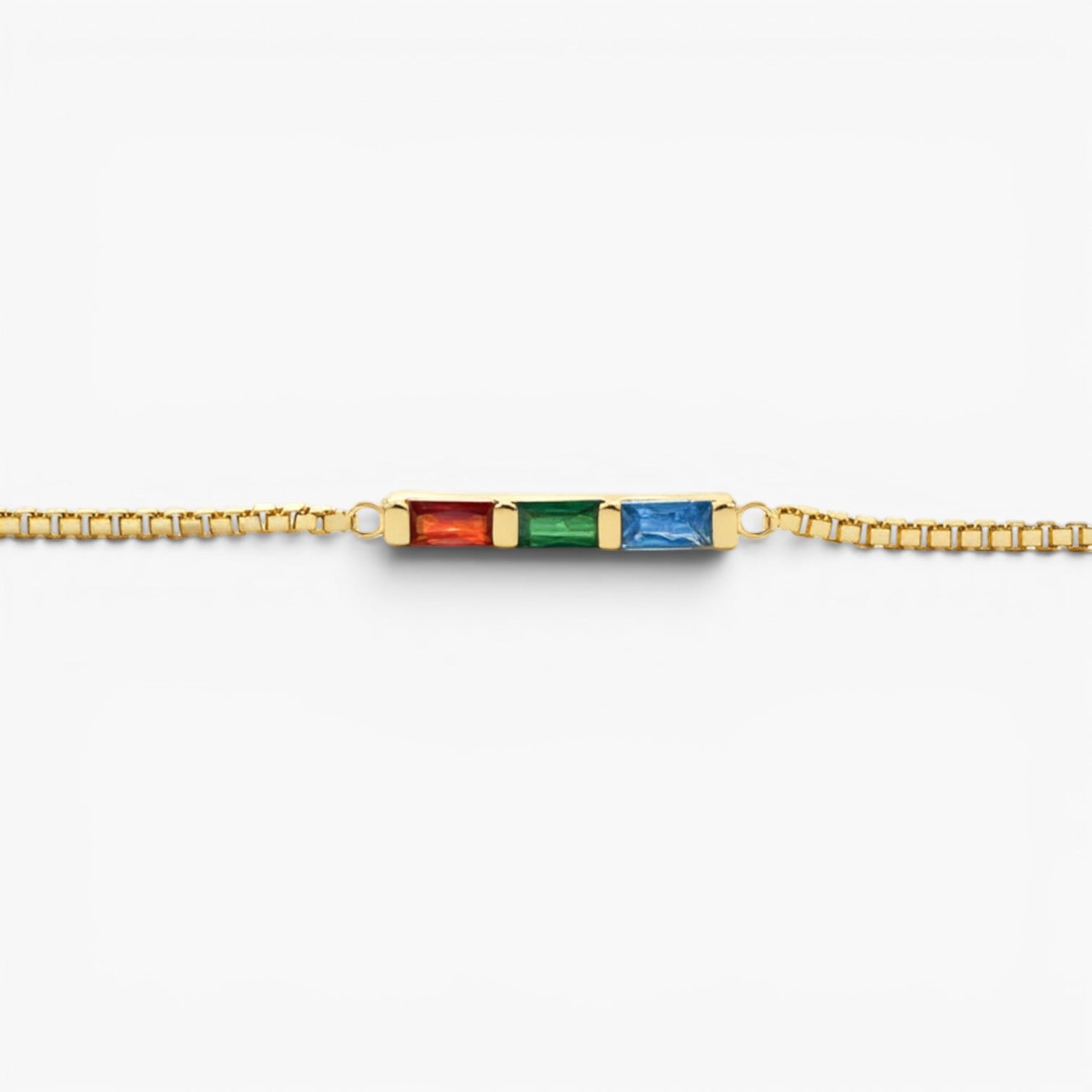 Baguette Birthstone Chain Bracelet